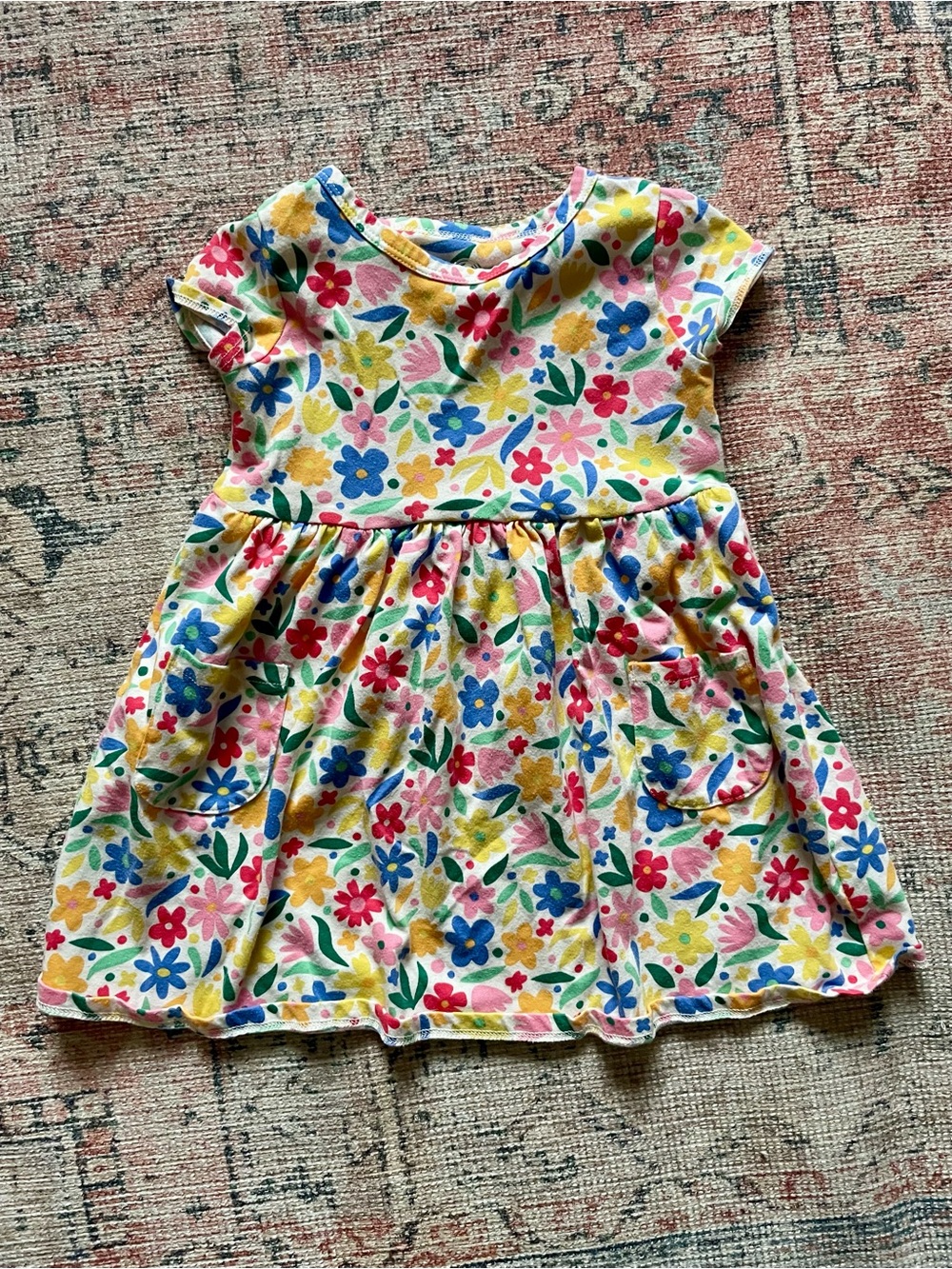 Wonder Nation Kids 4T Floral Bright Colorful Girls Dress